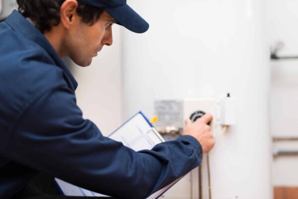 Technician adjusting a regulator
