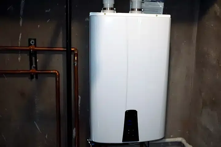 Tankless water heater in residential home in Monroe Township, NJ.