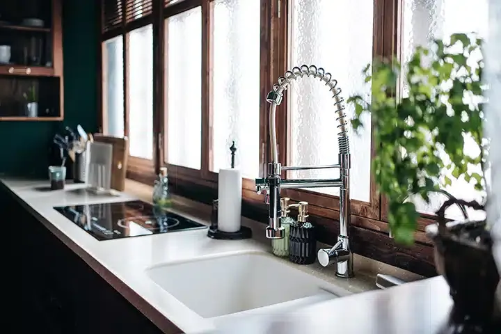 Modern kitchen plumbing in residential home in Monroe Township, NJ.