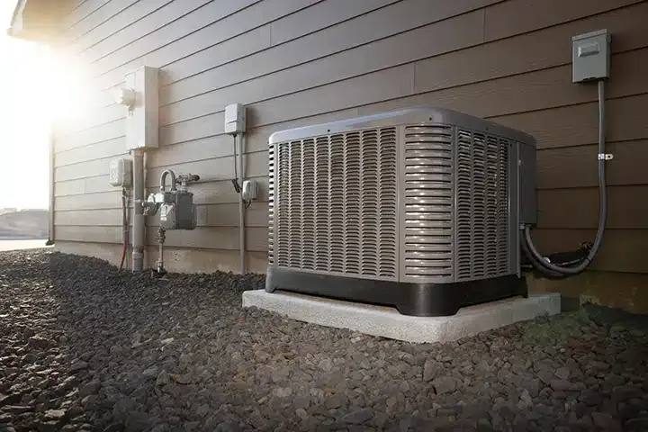 Air conditioner outside of residential home in Monroe Township, NJ.