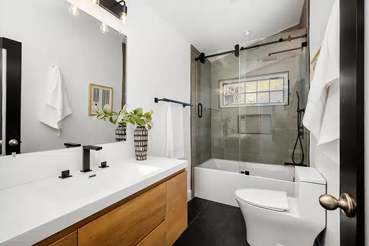 Modern residential bathroom in Monroe Township, NJ.