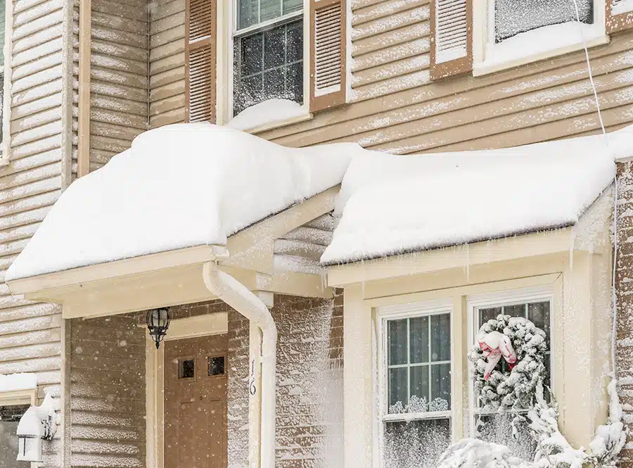 snow on New Jersey home during winter
